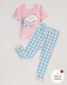 Moon & Cloud Printed Half Sleeve Kids Suit
