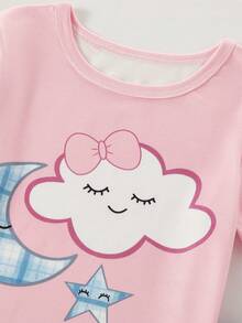 Moon & Cloud Printed Half Sleeve Kids Suit