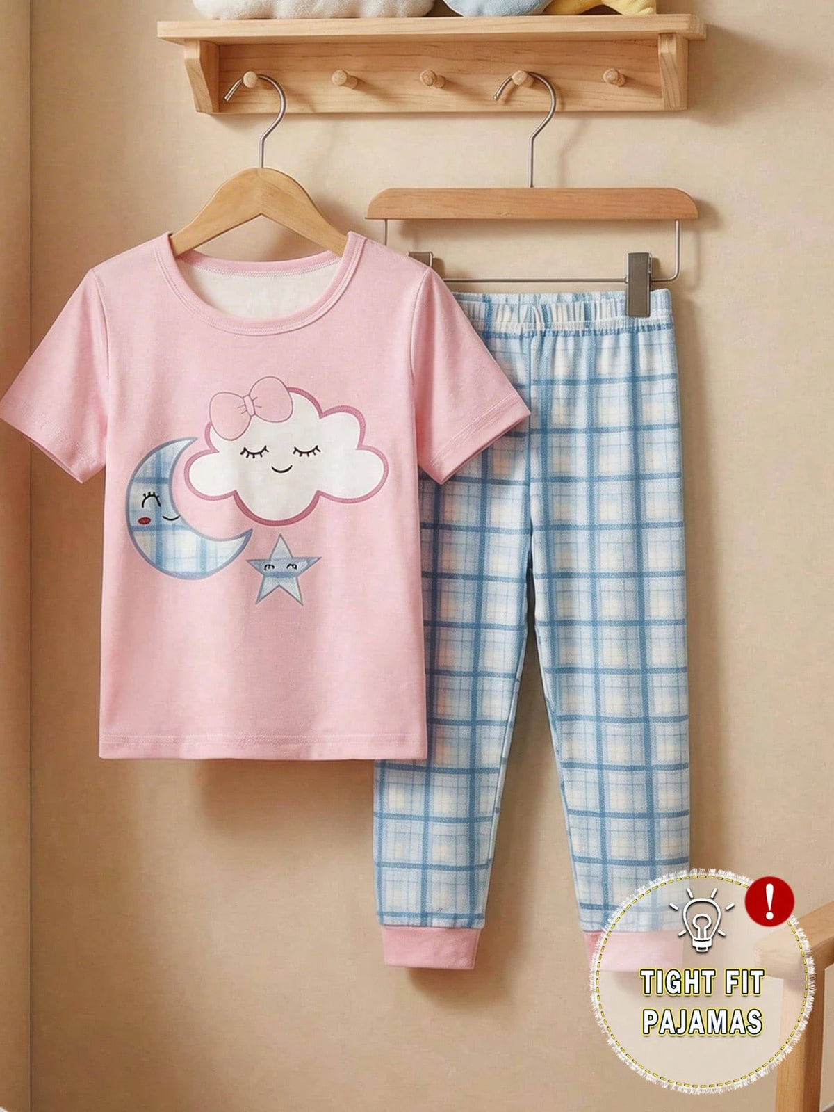 Moon &amp; Cloud Printed Half Sleeve Kids Suit
