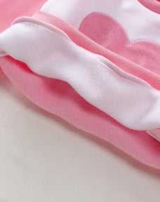 Pink Heart Printed Kids Winter Suit