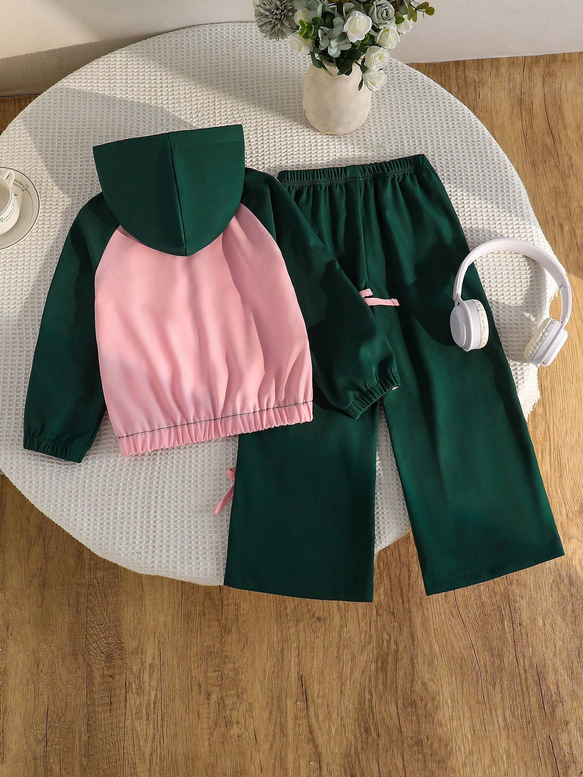 Cute Pink Bow Printed Kids Winter Suit
