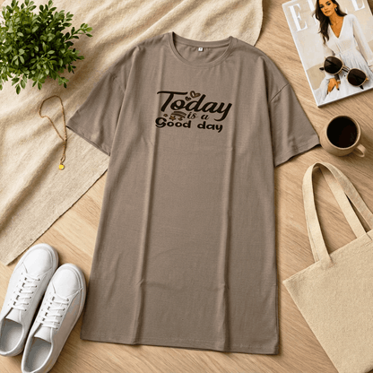 Love Sunflower Printed Grey Long T Shirt