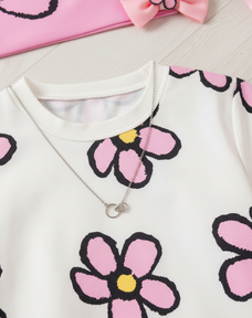 Flower Petals Half Sleeve Kids Suit