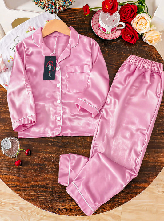 Kids Silk PJ Set - Pink