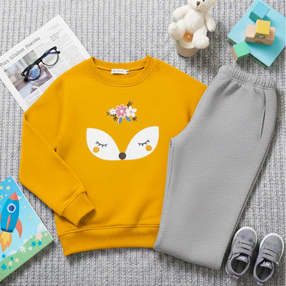 Yellow Fox Printed Kids Winter Suit