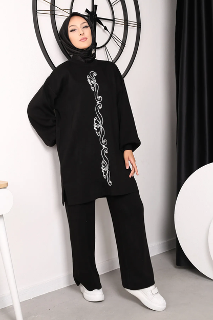 Winter Floral Printed Long Sleeves 2 PCs Co-Ord Set