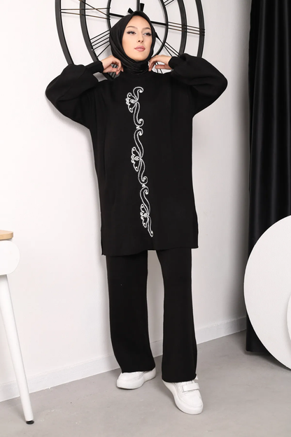 Winter Floral Printed Long Sleeves 2 PCs Co-Ord Set