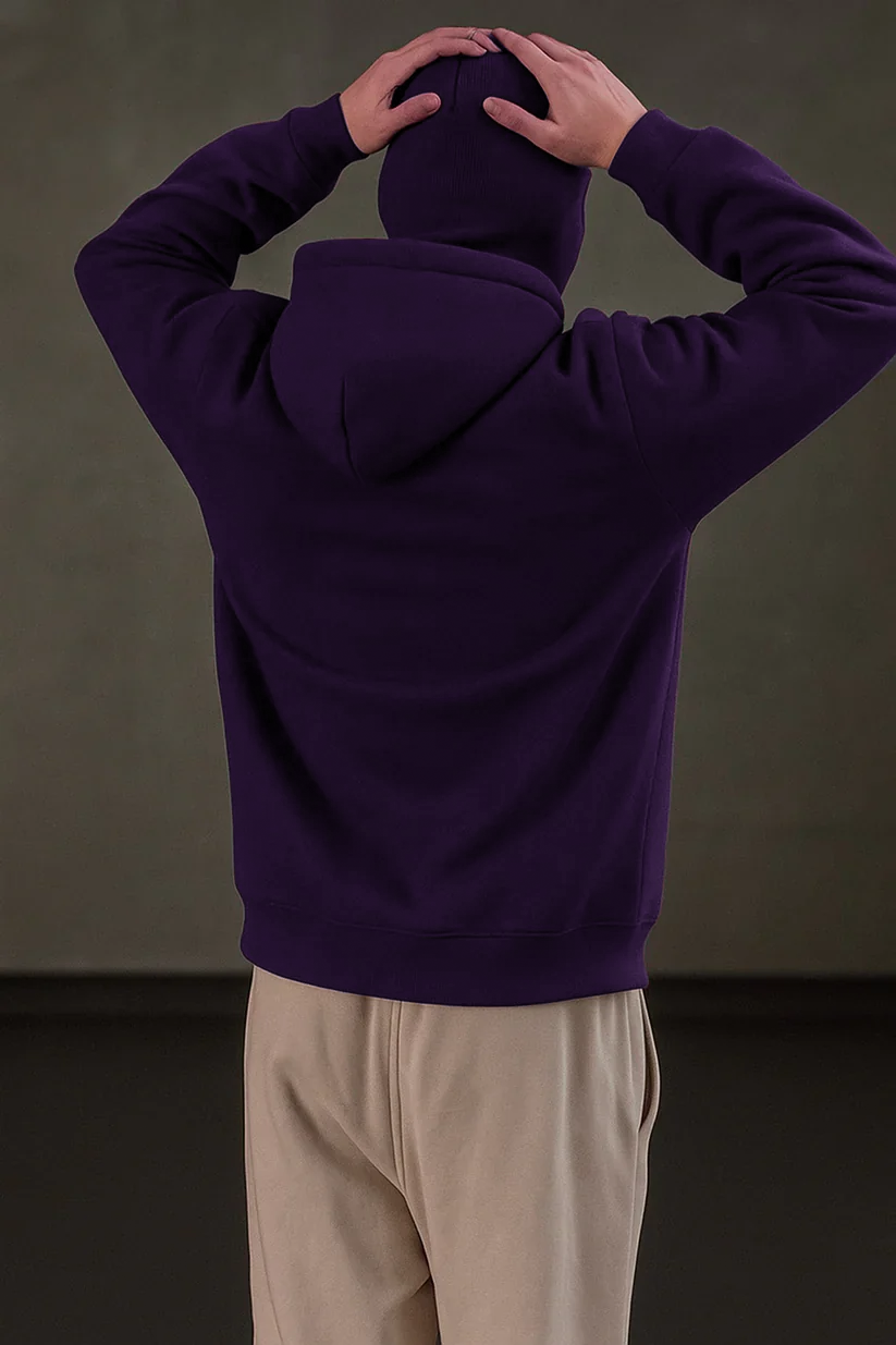 Purple Balaclava Ninja Zipper Hoodie Jacket For Men