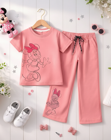 Pink Minnie Mouse Half Sleeve Kids Suit