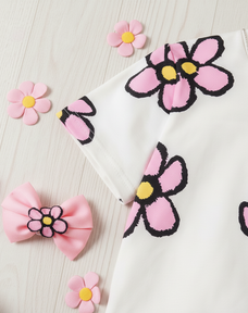 Flower Petals Half Sleeve Kids Suit
