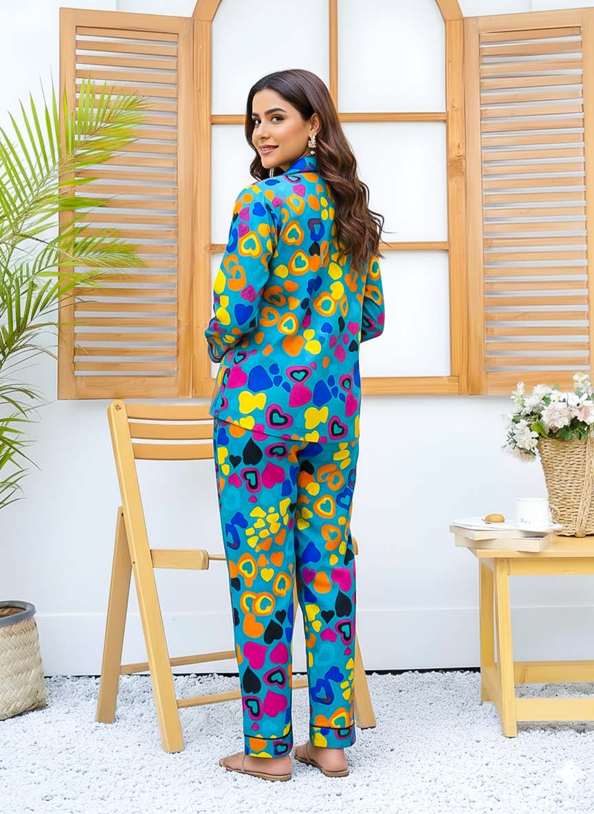 Imported Linen Printed Pattern Print PJ Set-LP23