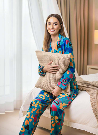 Imported Linen Printed Pattern Print PJ Set-LP23