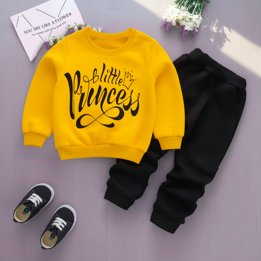 Yellow Little Princess Printed Kids Winter Suit (Each)
