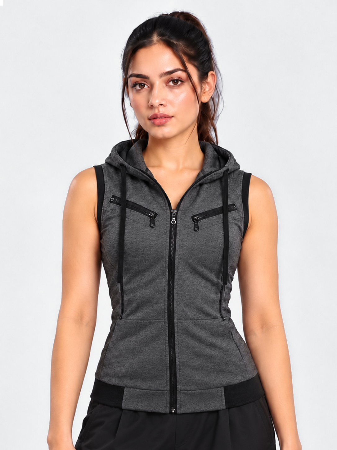 Winter Sleeveless Hooded Zipper For Women