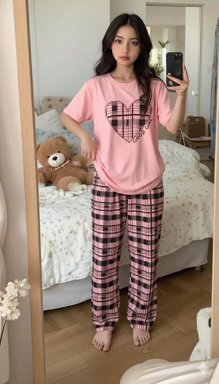 Good Girl Printed Half Sleeve Night Suit (7-14 Years)