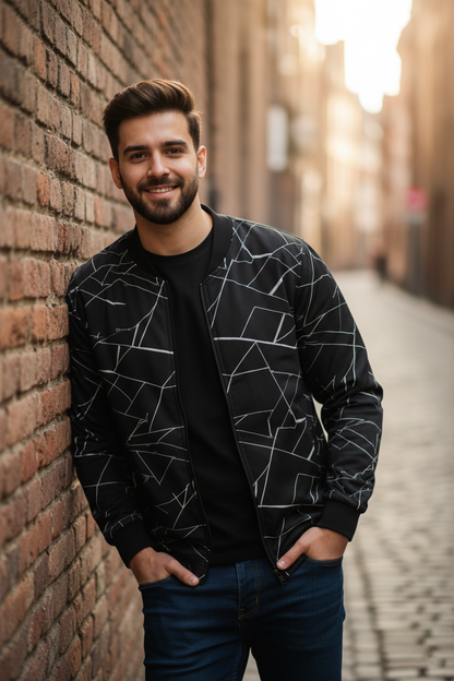 Winter Geo Printed Jacket For Men