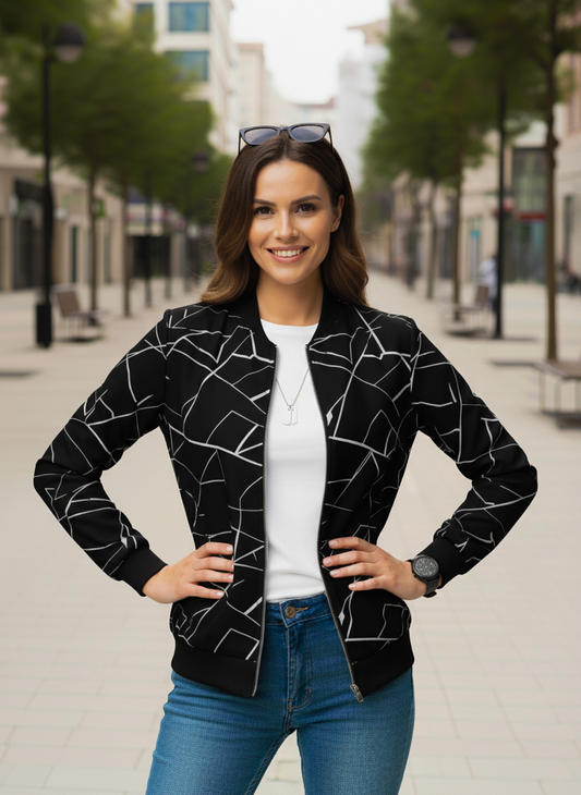 Winter Geo Printed Jacket For Women