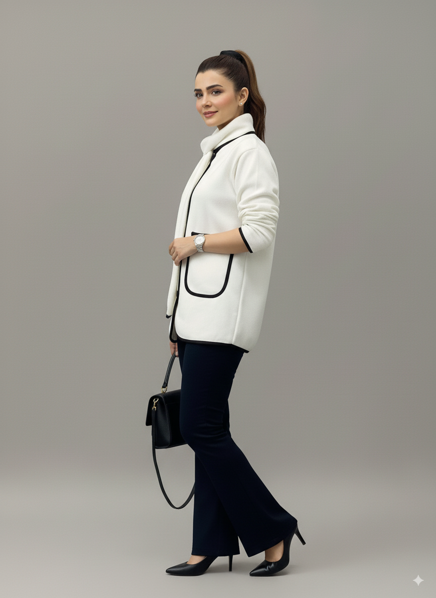 Winter Long Sleeve Winter Trim Coat + Shawl