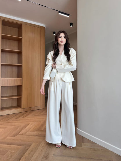 Winter V-Neck Peplum Blazer 2 PC Co-Ord Set