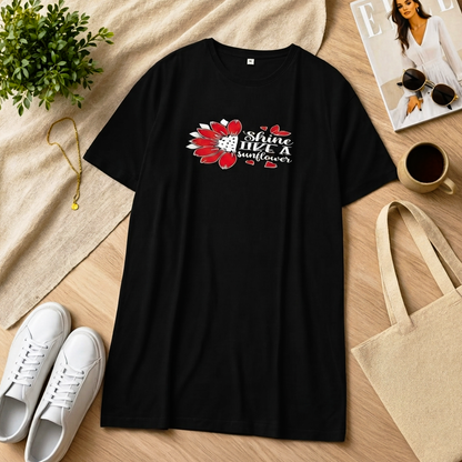 Just Breath Printed Black Long T Shirt