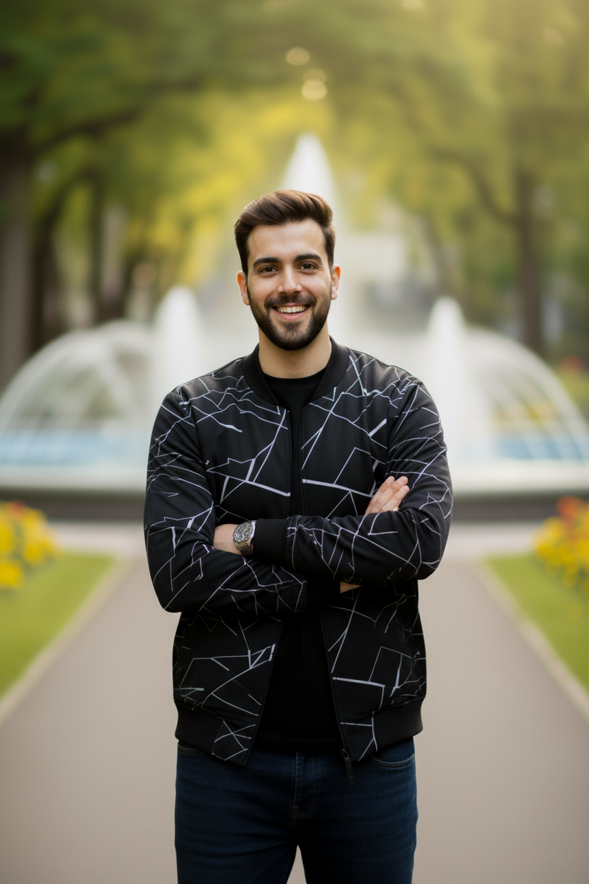 Winter Geo Printed Jacket For Men