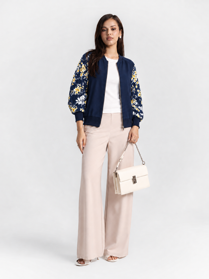 Winter Blue Floral Jacket Women