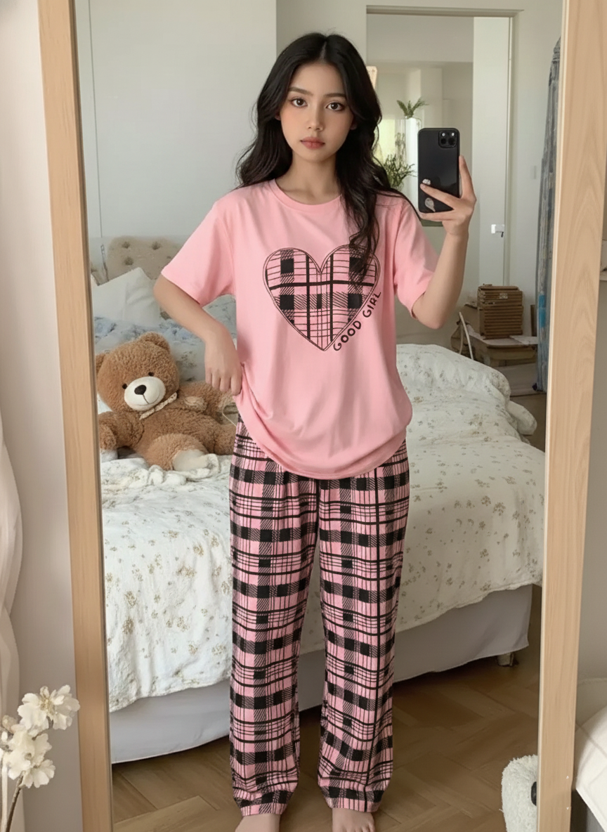 Good Girl Printed Half Sleeve Night Suit (7-14 Years)