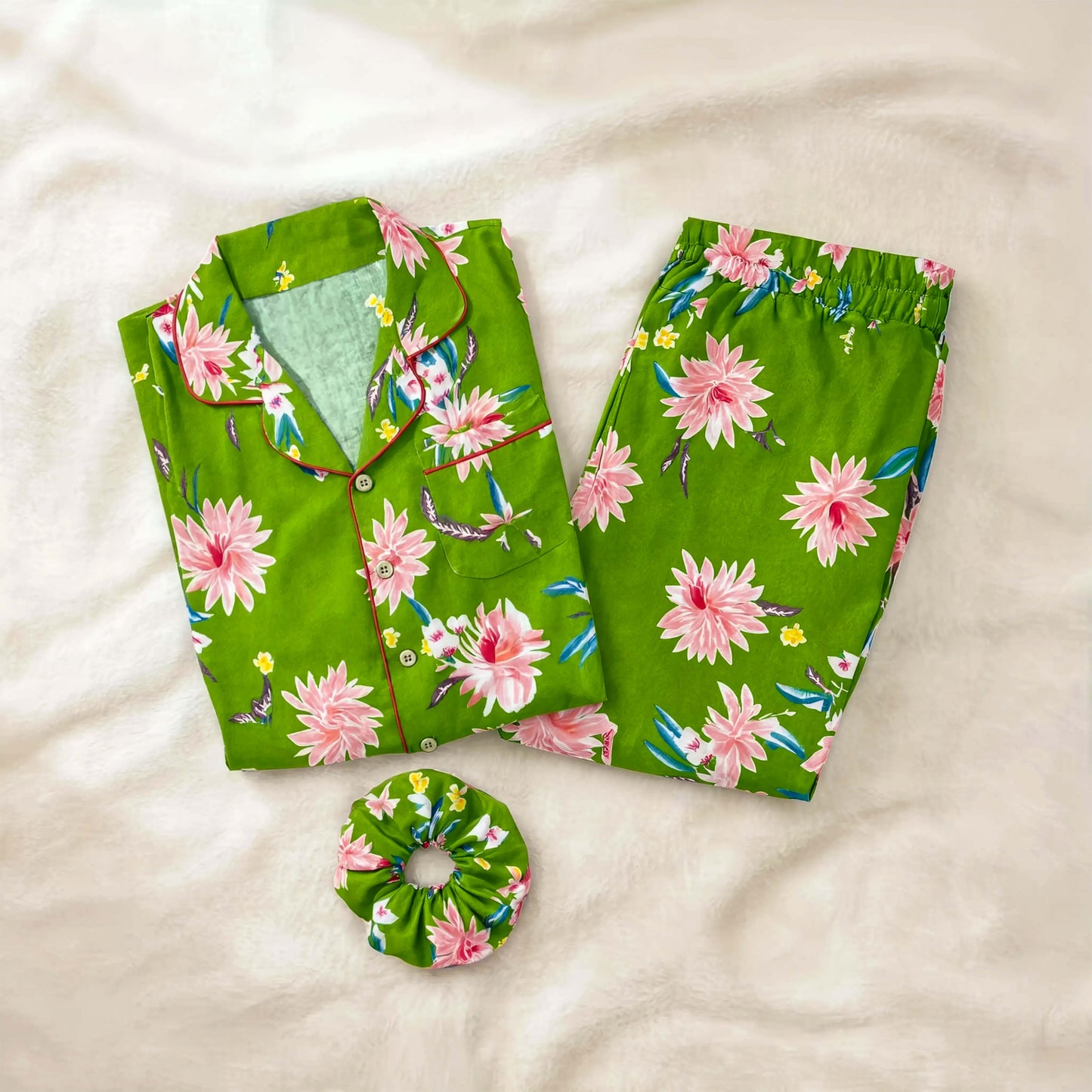 Imported Linen Printed Rosy Garden PJ Set-LP19