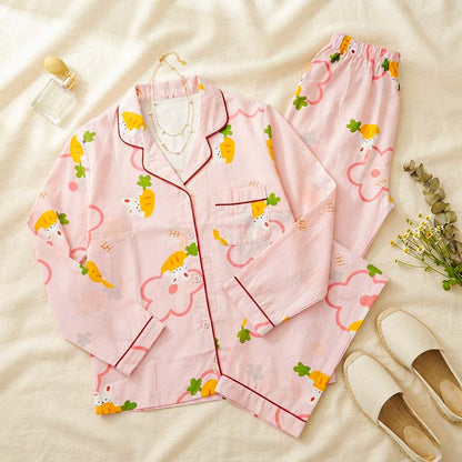 Imported Linen Printed Peach Syness PJ Set-LP31