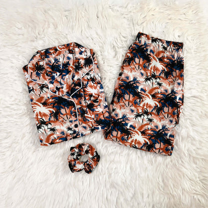 Imported Linen Printed Tree Pattern PJ Set-LP18