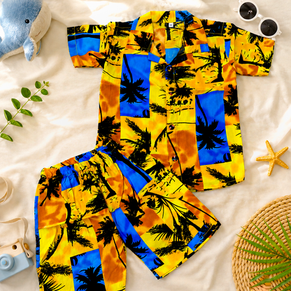 Tree Theme Kids Linen Half Sleeve Tee & Shorts Set
