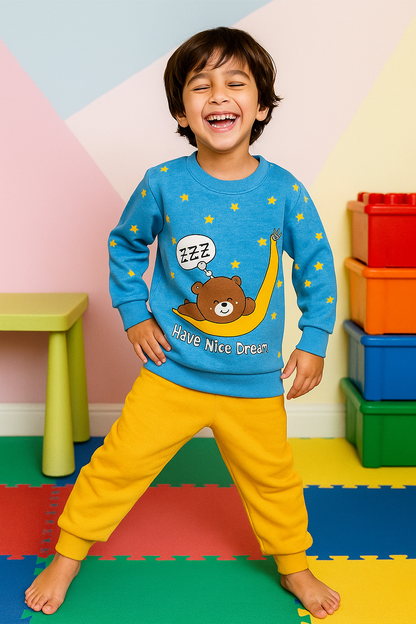Fleece Fabric Moon Printed Kids Winter Suit ( Each )