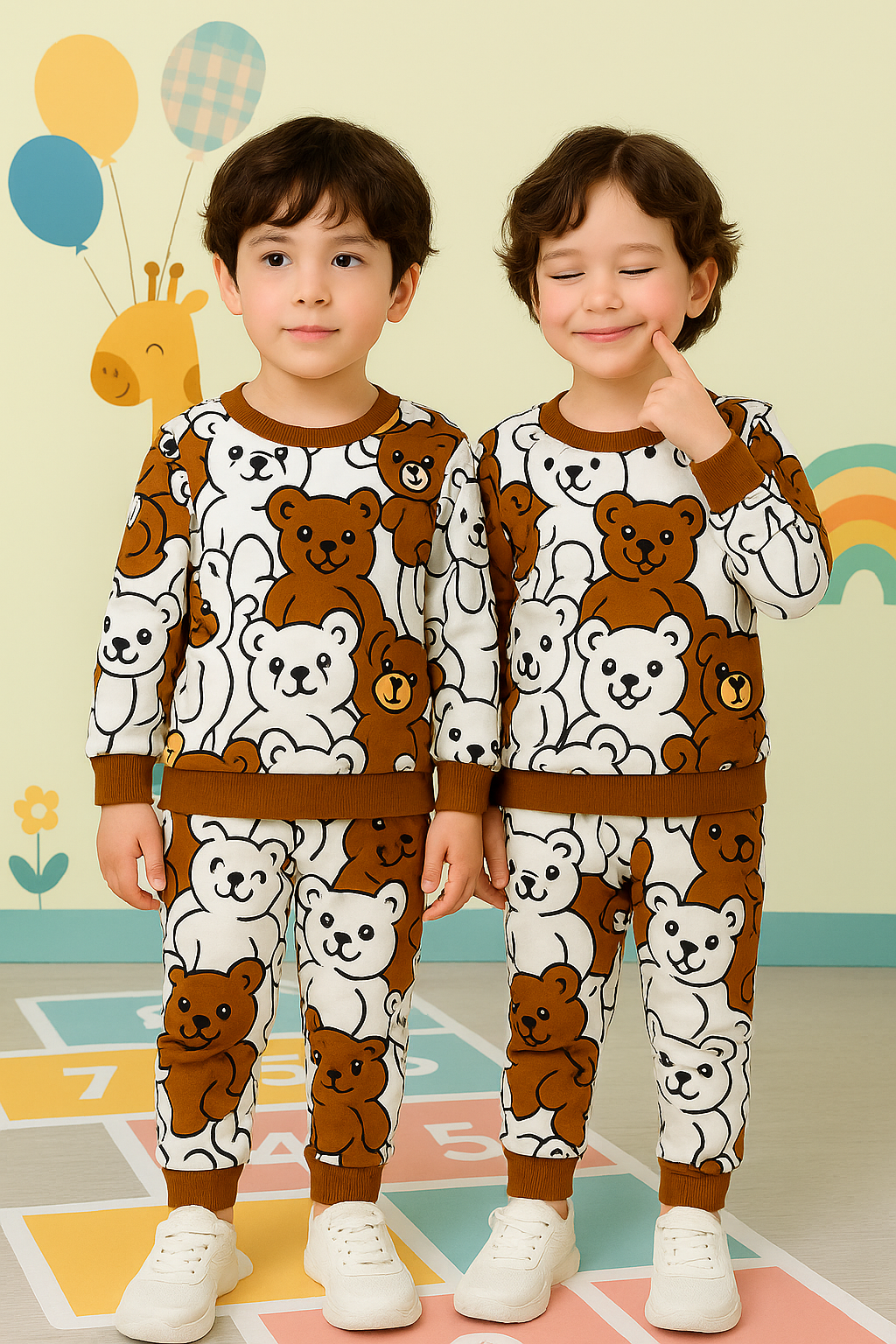 Multi Bear Printed Kids Winter Suit ( Each )