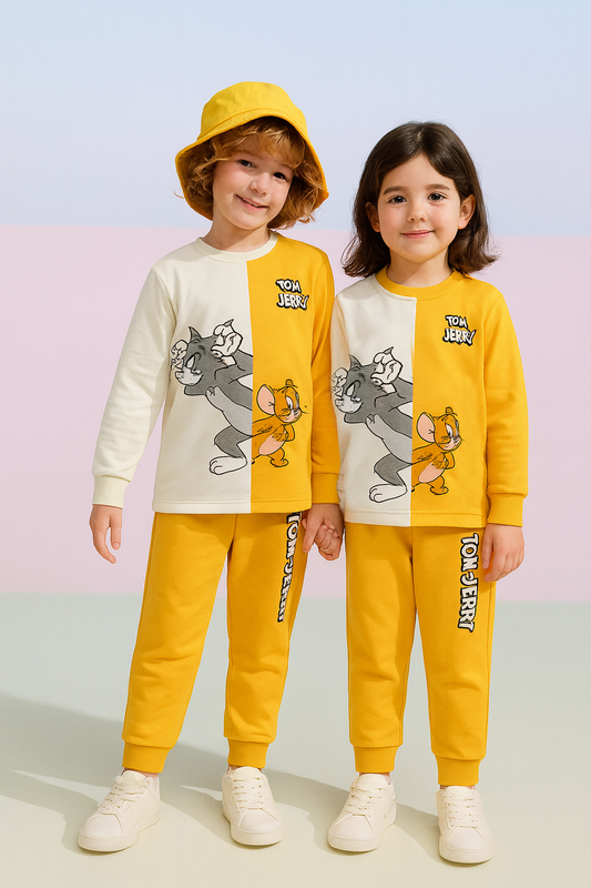 Fleece Fabric Tom and Jerry Printed Kids Winter Suit (Each)