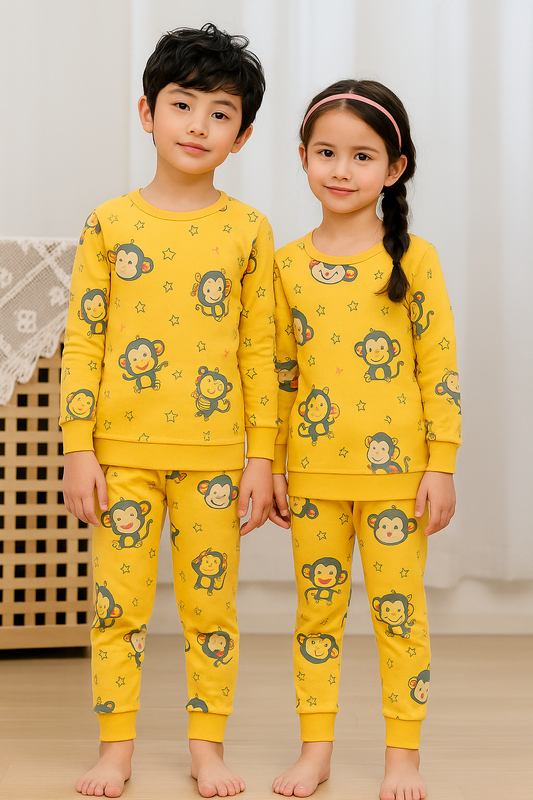 Fleece Fabric Monkey Printed Kids Winter Suit ( Each )