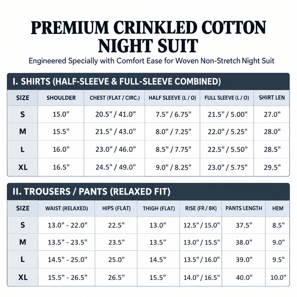 Size chart