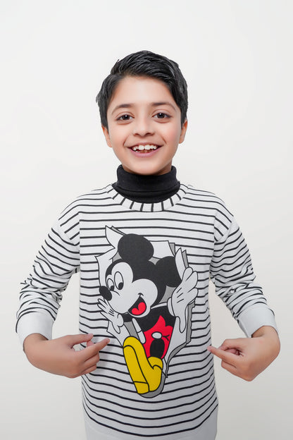 Fleece Fabric Mickey Mouse Printed Kids Winter Suit ( Each )