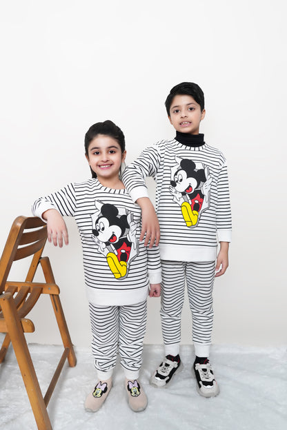 Fleece Fabric Mickey Mouse Printed Kids Winter Suit ( Each )