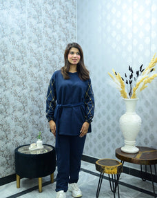 Winter Blue Diamond Printed Co-Ord Set