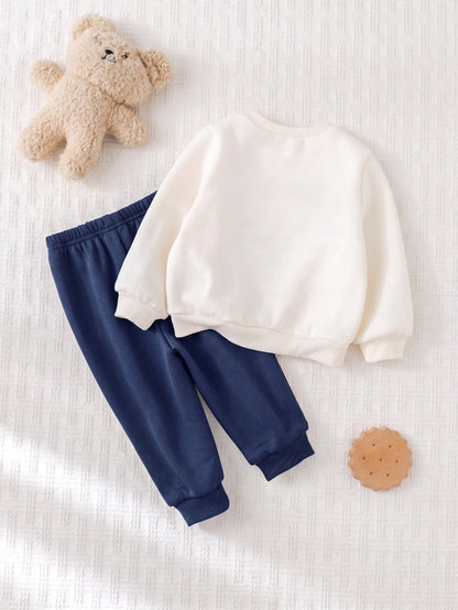 Dark Blue Bear Design Printed Kids Winter Suit