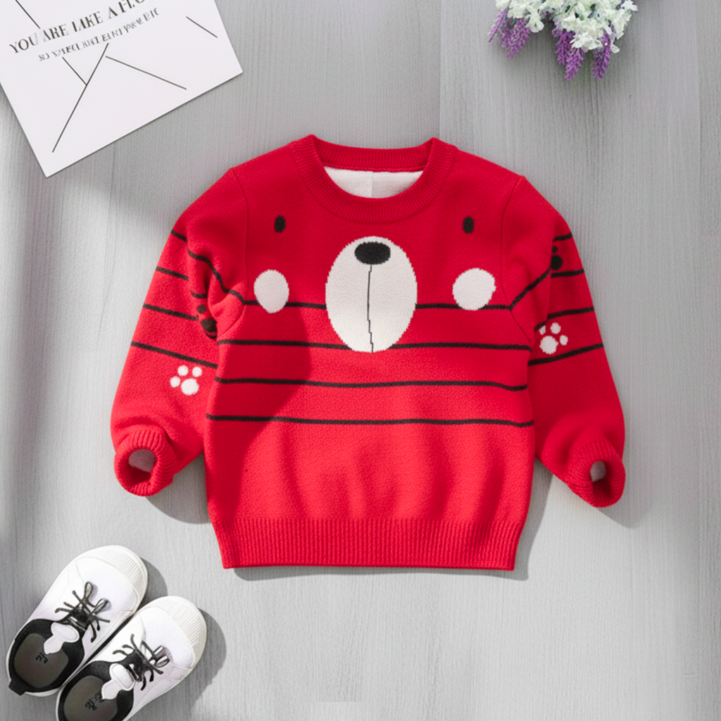 Red Bear Printed Kids Sweatshirt
