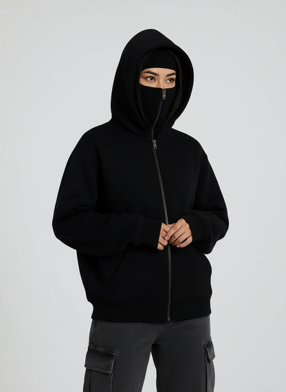 Balaclava Ninja Zipper Hoodie Jacket For Women