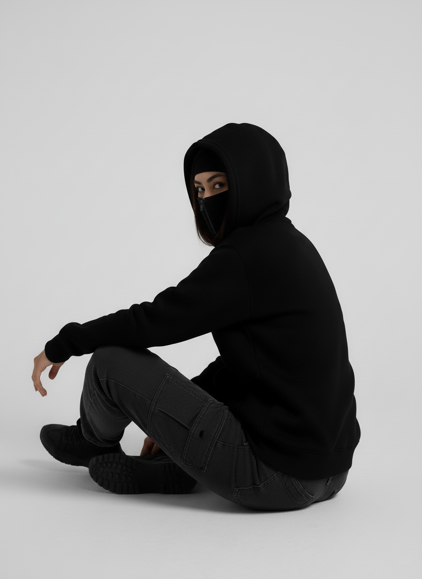 Balaclava Ninja Zipper Hoodie Jacket For Women