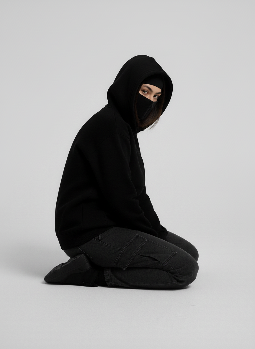 Balaclava Ninja Zipper Hoodie Jacket For Women