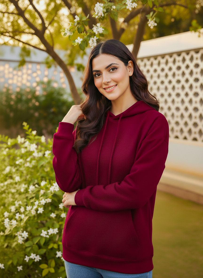 Winter Maroon Basic Hoodie