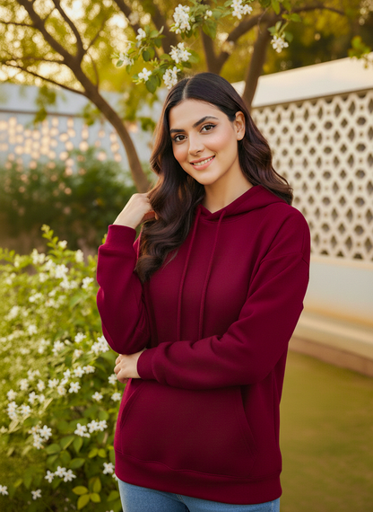 Winter Maroon Basic Hoodie