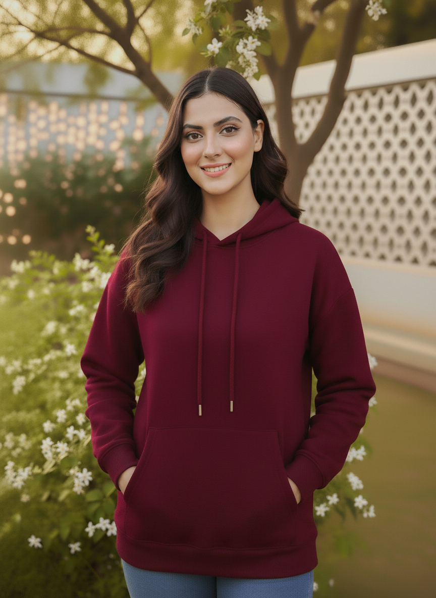Winter Maroon Basic Hoodie