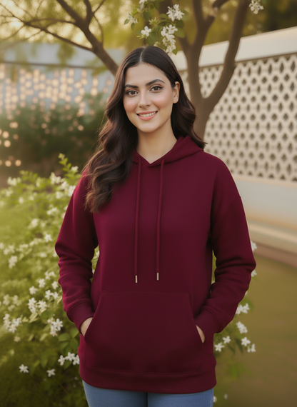 Winter Maroon Basic Hoodie