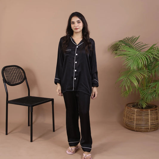 Black Silk Pj Set
