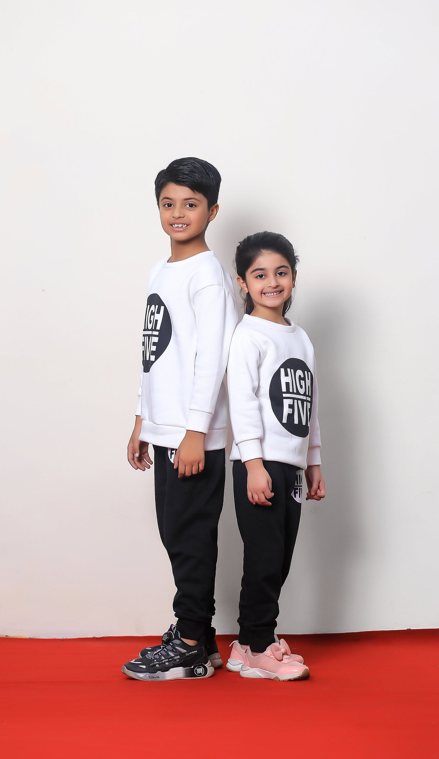 Fleece Fabric White High Five Printed Kids Winter Suit ( Each )